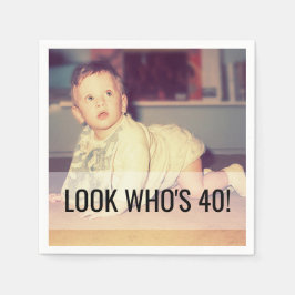 40歳の誕生日カスタム写真ナプキンス スタンダードカクテルナプキン