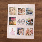 40歳の誕生日カスタム写真バラ金ゴールド赤面ピンク ジグソーパズル