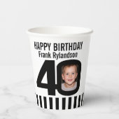 40歳の誕生日カスタム2枚の白黒 紙コップ (裏面)