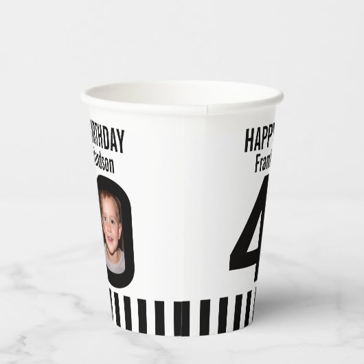 40歳の誕生日カスタム2枚の白黒 紙コップ (右)