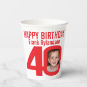 40歳の誕生日カスタム2枚の赤い白 紙コップ (裏面)