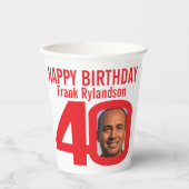 40歳の誕生日カスタム2枚の赤い白 紙コップ (正面)