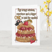 40歳の誕生日カード – ユーモア – ケーキ カード (黄色い花)