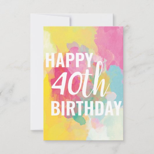 40歳の誕生日カード（「水彩グラデーション」） (正面)
