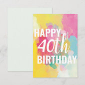 40歳の誕生日カード（「水彩グラデーション」） (正面/裏面)