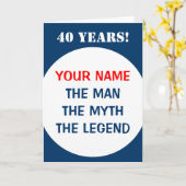 40歳の誕生日カ男性へード |男性神話伝説 カード (黄色い花)