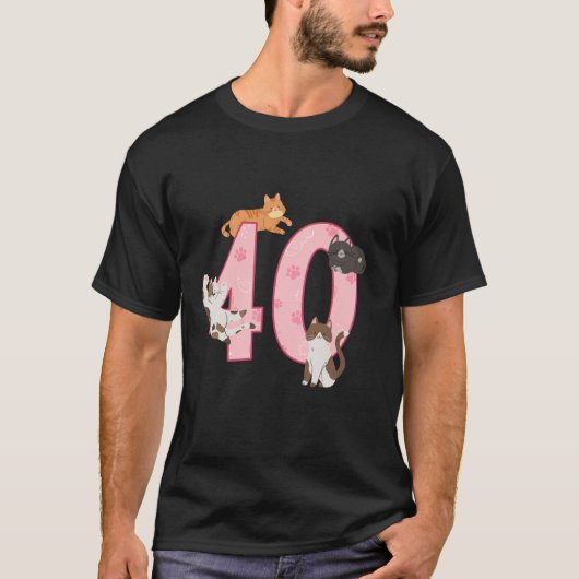 40歳の誕生日ガールキャットテーマ40歳Bデイパー Tシャツ (正面)