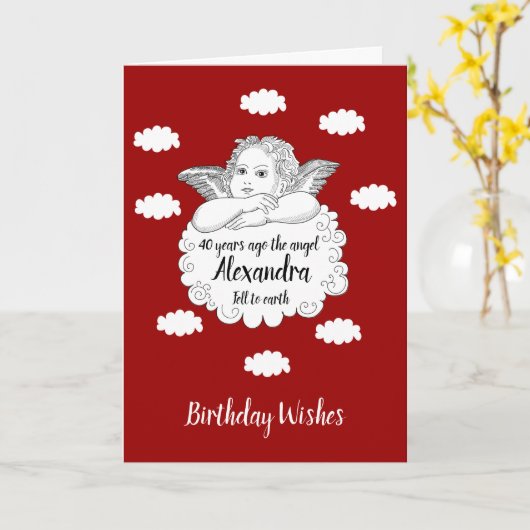 40歳の誕生日キリスト教の天使の信じ信仰のバイブル カード (黄色い花)