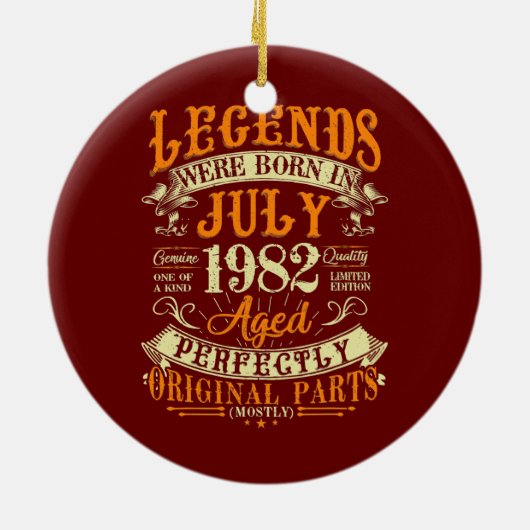 40歳の誕生日ギフト40歳の伝説生まれの中 セラミックオーナメント (裏面)