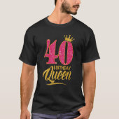 40歳の誕生日クイーン40歳の女の子クラウンピンク Tシャツ (正面)