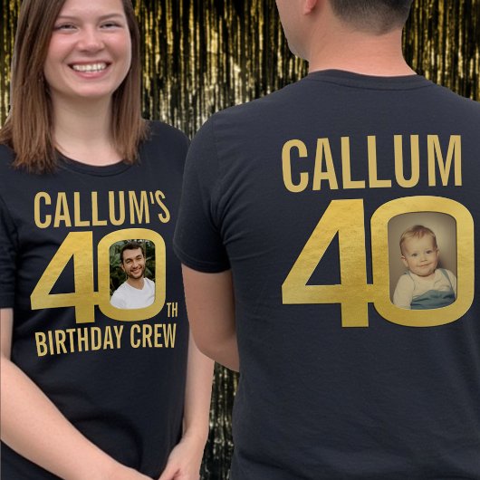 40歳の誕生日クルーのカスタムネーム写真 楽しい Tシャツ