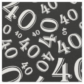 40歳の誕生日クール番号パターン黒/白 ファブリック (クローズアップ)