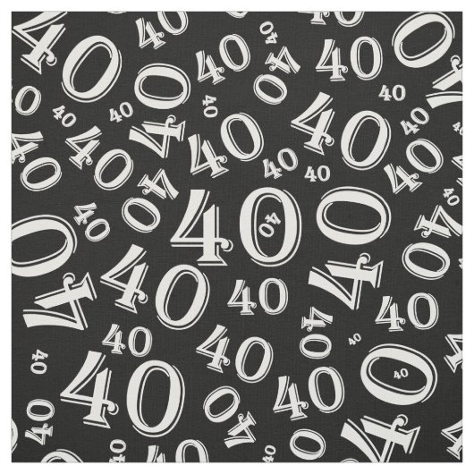40歳の誕生日クール番号パターン黒/白 ファブリック (見本)