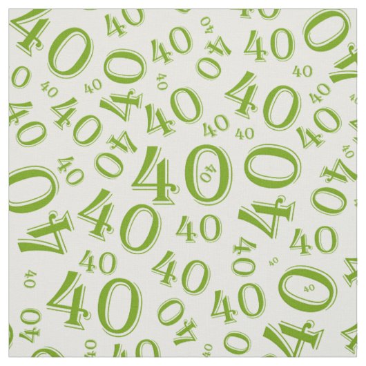 40歳の誕生日クール番号パターン（緑/白） ファブリック (見本)