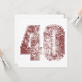 40歳の誕生日グランジ赤 カード (正面/裏面インサイチュ)