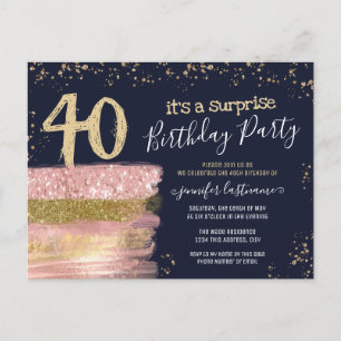 40歳の誕生日グリッターケーキサプライズパーティーポストカード ポストカード