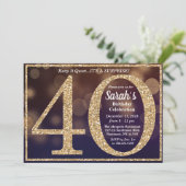 40歳の誕生日グリッター節目招待状 招待状 (スタンド正面)