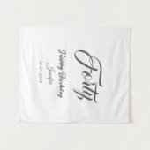 40歳の誕生日グレーカードに名前と日付を追加 タペストリー (正面(横))