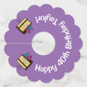 40歳の誕生日ケーキとろうそくのチョコレートのアイシング ワイングラスタグ (正面)