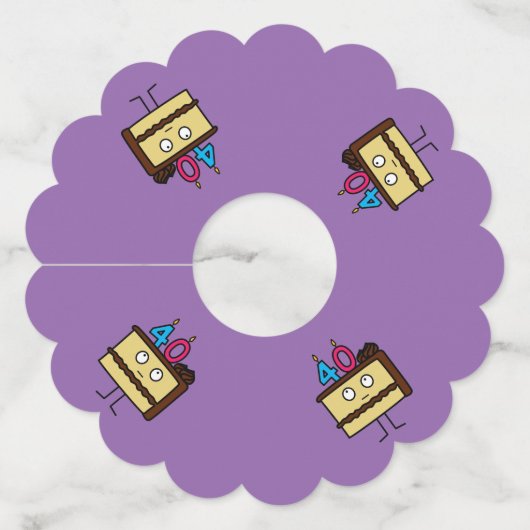 40歳の誕生日ケーキとろうそくのチョコレートのアイシング ワイングラスタグ (裏面)