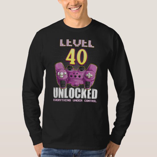 40歳の誕生日ゲーマー男の子の女の子40歳レベル4 Tシャツ (正面)