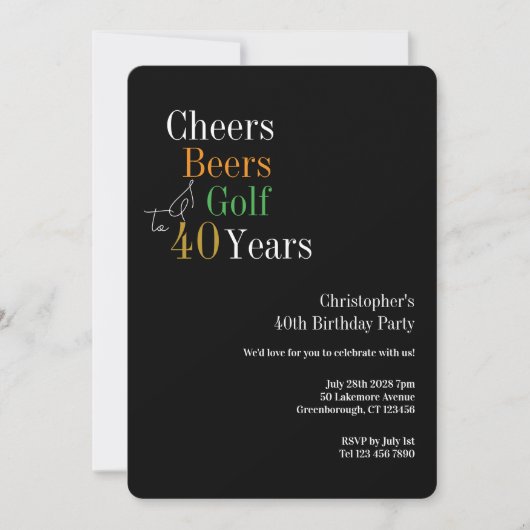 40歳の誕生日ゴルフ乾杯ビールパーティー 招待状 (正面)