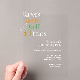 40歳の誕生日ゴルフ Cheers Beers パーティー アクリル招待状