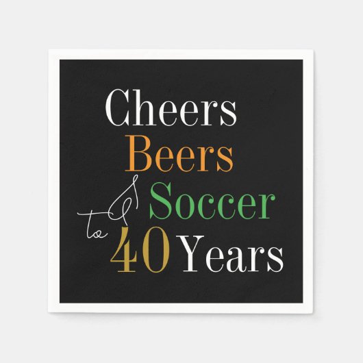 40歳の誕生日サッカー応援ビーズパーティー スタンダードカクテルナプキン (正面)