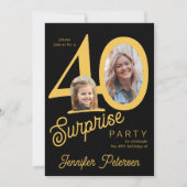 40歳の誕生日サプライズ 現代風 2枚の写真付き 40歳の誕生日 招待状 (正面)