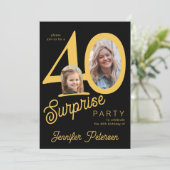 40歳の誕生日サプライズ 現代風 2枚の写真付き 40歳の誕生日 招待状 (スタンド正面)