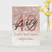 40歳の誕生日シックグリッターグラデーションカード カード (黄色い花)