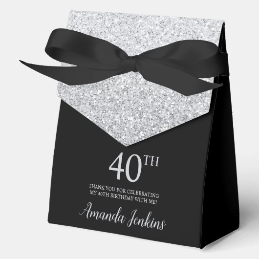 40歳の誕生日シルバーグリッターサンクスギフト フェイバーボックス (正面)
