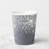 40歳の誕生日シルバーグリッターモノグラム 紙コップ (左)