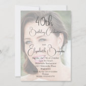 40歳の誕生日シンプル写エレガント真 招待状 (正面)