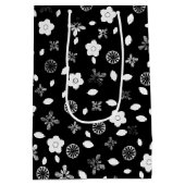 40歳の誕生日ジッパー オン フラワーズ ミディアムペーパーバッグ (裏面)