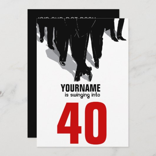 40歳の誕生日スイングワーズラットパックパーティー 招待状 (正面/裏面)