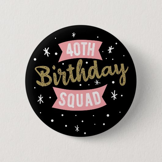 40歳の誕生日スクワッドカー 缶バッジ (正面)