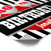 40歳の誕生日ストライプとバルーンブラックレッドA05 ポスター (角)