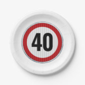 40歳の誕生日スピードリミットサイン - どんな年齢でも ペーパープレート (正面)