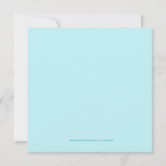 40歳の誕生日ターコイズブルーフラワーウォーターカラー カード (裏面)