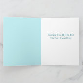 40歳の誕生日ターコイズブルーフラワーウォーターカラー カード (内部)