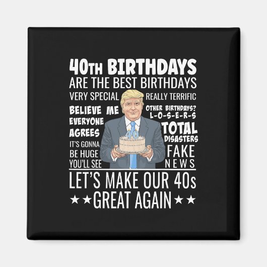 40歳の誕生日デザイン トランプの面白い言葉 誕生日 マグネット (正面)