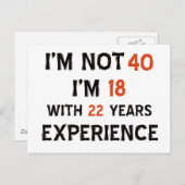 40歳の誕生日デザイン ポストカード (正面/裏面)