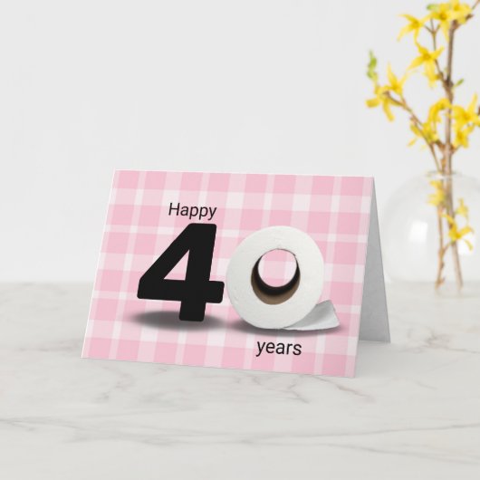 40歳の誕生日トイレ転が紙オン カード (黄色い花)