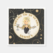 40歳の誕生日トーストブラック金ゴールドおもしろいfor Her スタンダードカクテルナプキン (正面)