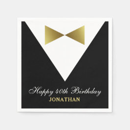 40歳の誕生日ナプキンス | 黒と金ゴールドのパーティーアイディア スタンダードカクテルナプキン