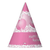 40歳の誕生日ナンバーパターンピンク/白ホタテ パーティーハット (左)