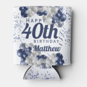 40歳の誕生日ネイビーバルーン 缶クーラー (正面)