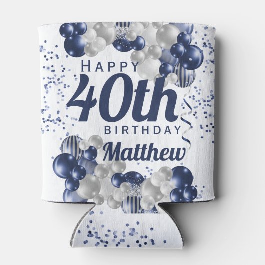 40歳の誕生日ネイビーバルーン 缶クーラー (裏面)