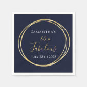 40歳の誕生日ネイビー金ゴールド誕生会 スタンダードカクテルナプキン (正面)